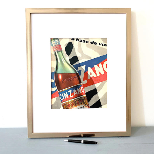 Vintage Cinzano Ad Poster: French Mid-Century Bar Decor
