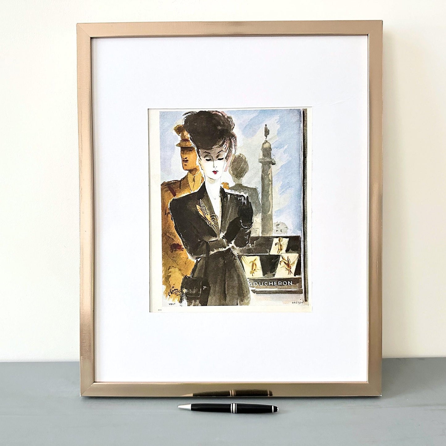 Original 1940s Boucheron Jewellery Ad Wall Art Print - Authentic Mid Century Lux Brand Poster