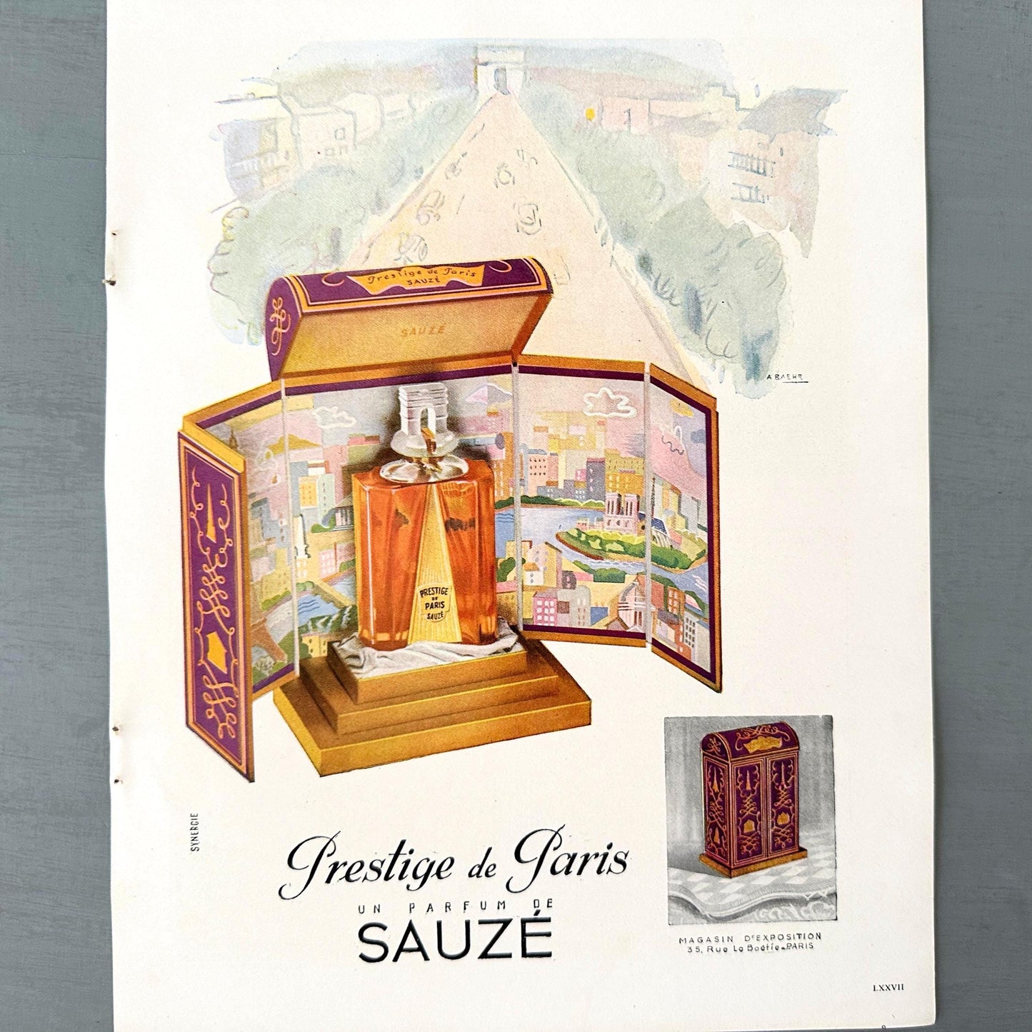 Vintage French Perfume Ad Print: Rare 1940s Parisian Wall Art