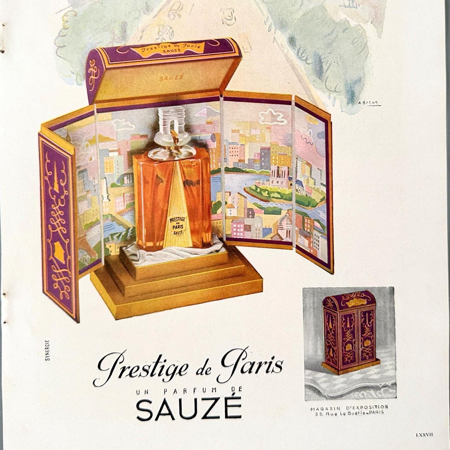 Vintage French Perfume Ad Print: Rare 1940s Parisian Wall Art