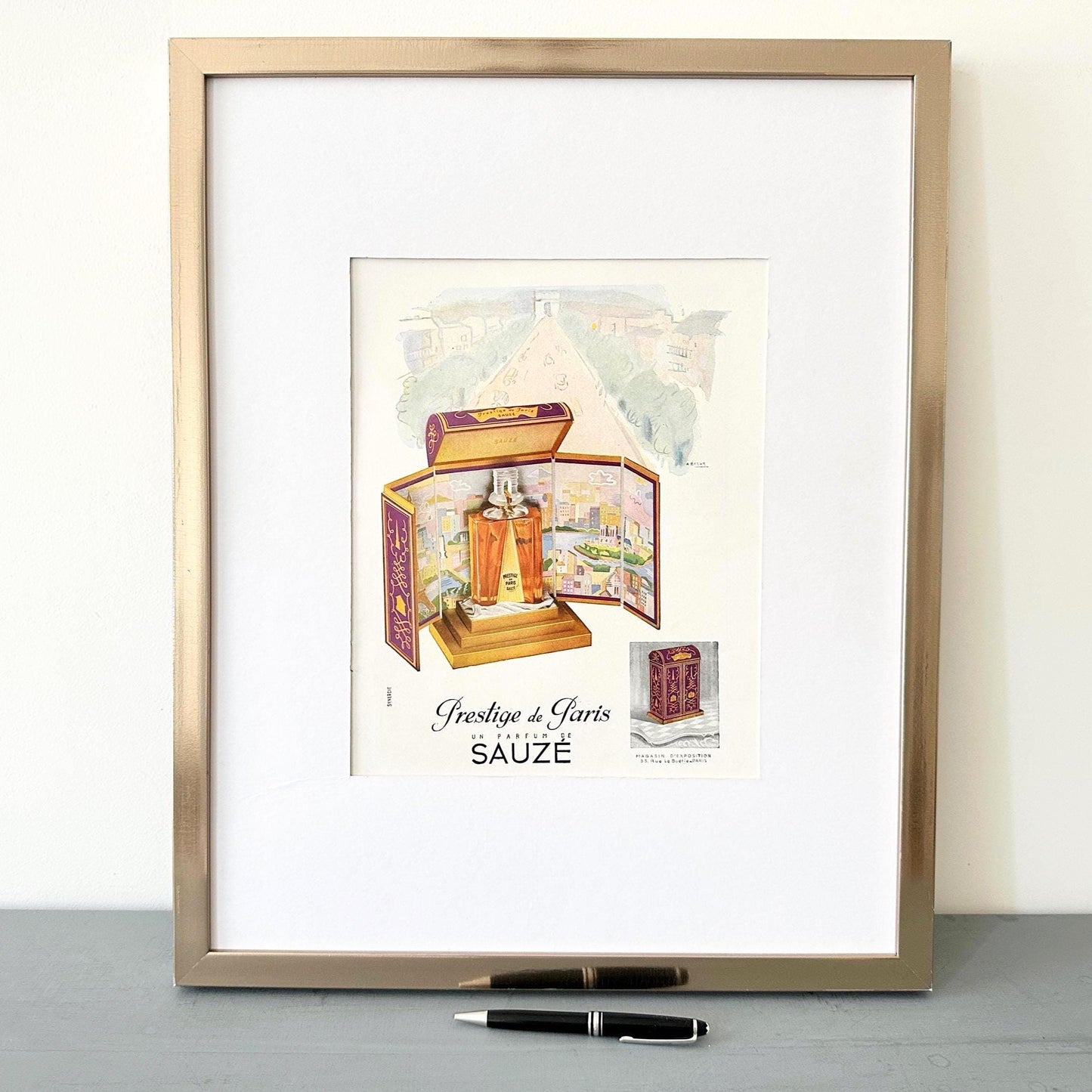 Vintage French Perfume Ad Print: Rare 1940s Parisian Wall Art