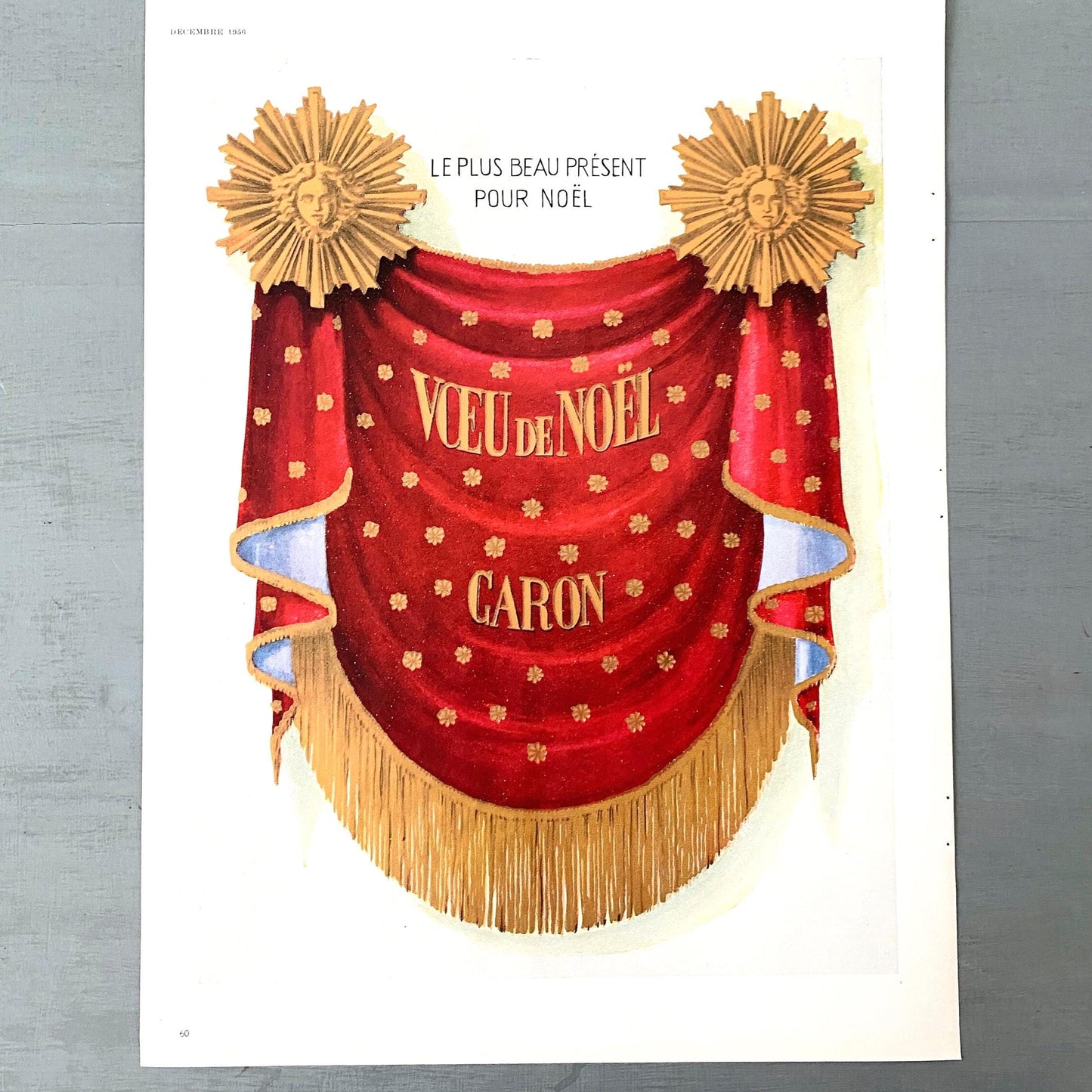 1950s Caron Perfume Ad: French Vogue Vintage Print