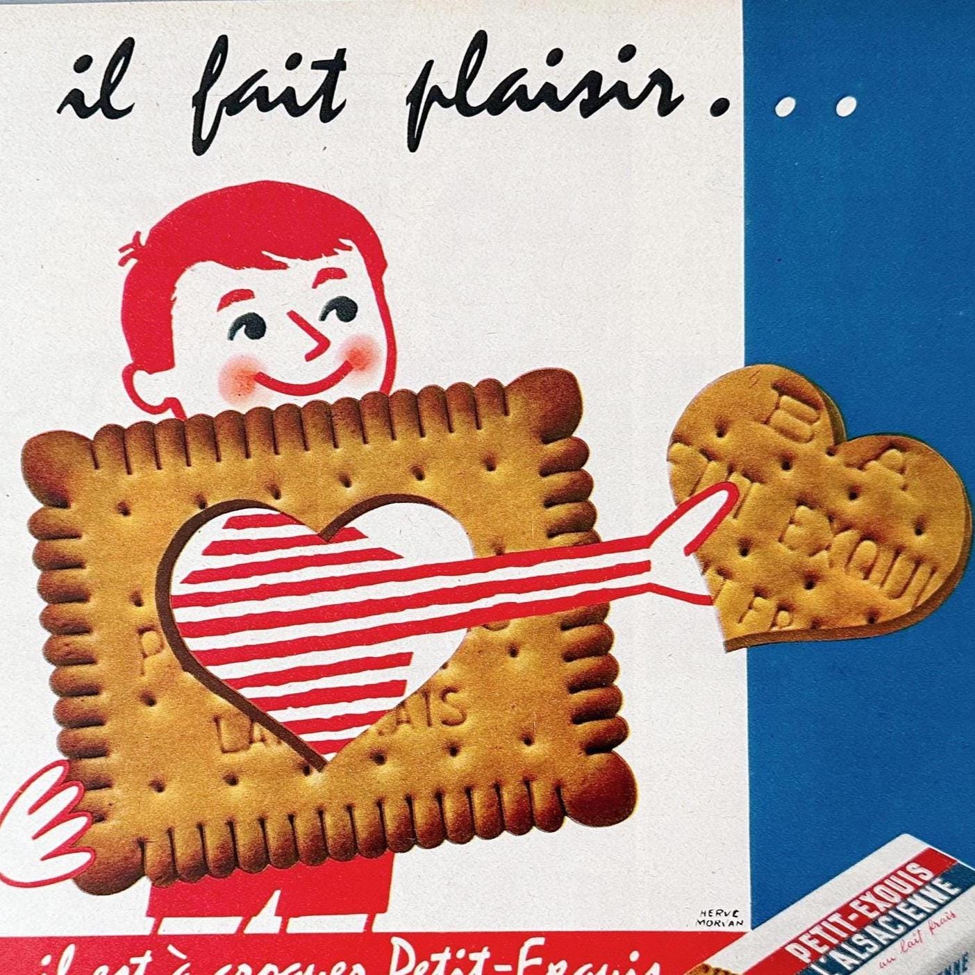 Vintage French Cookies and Biscuits Ad Poster: Herve Morvan Print