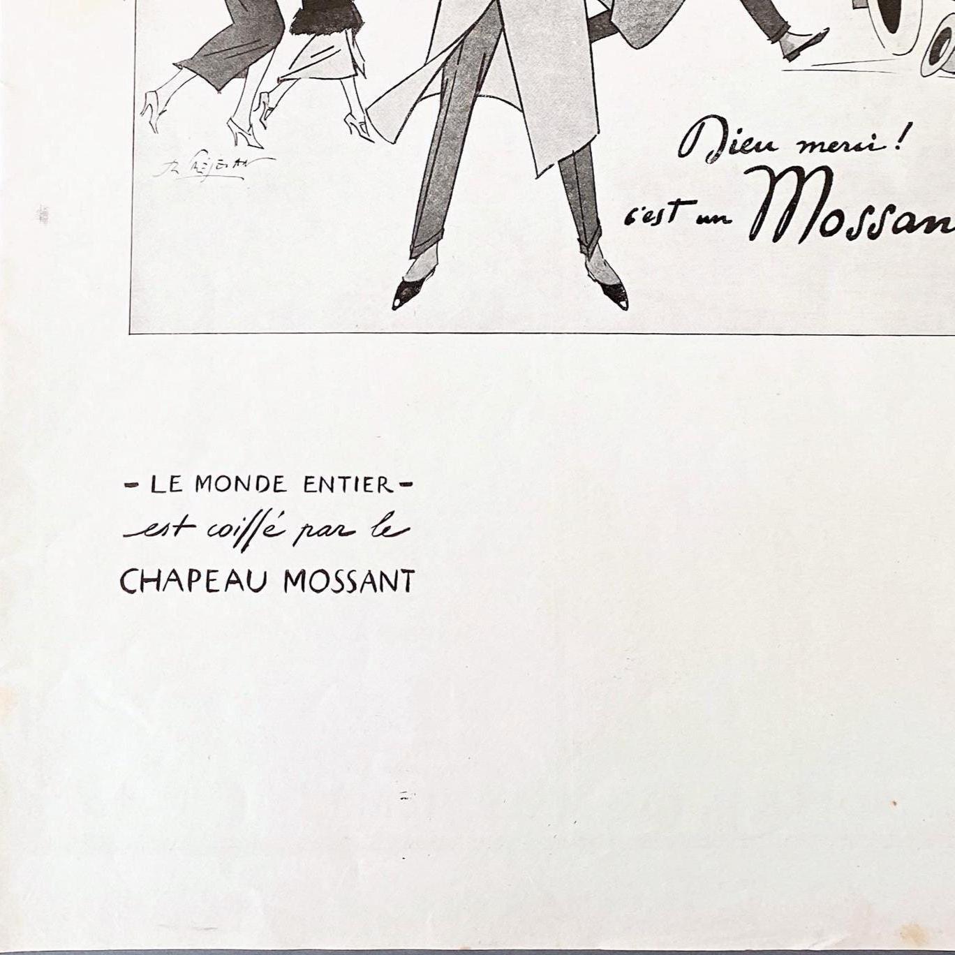 1920s Mossant Hat Ad: Rare Paris Street Scene - French Fashion Print