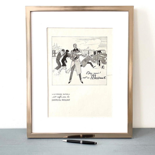 1920s Mossant Hat Ad: Rare Paris Street Scene - French Fashion Print