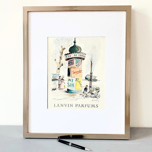 1950s Lanvin Perfume Ad Print: Rare G. Gillet French Illustration
