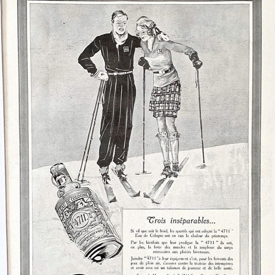 1920s Vintage 4711 Eau de Cologne Ad Print: French Ski Poster