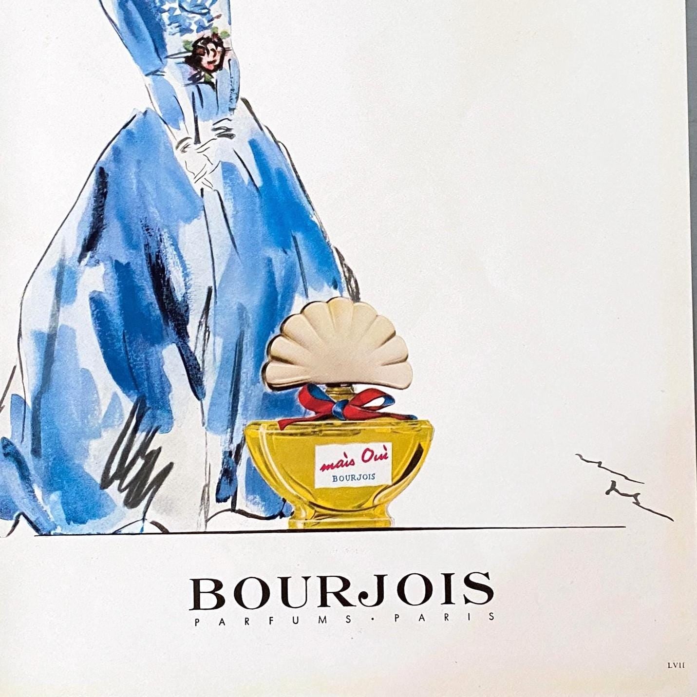 Original 1940s Vintage French Bourjois Perfume Advertisement Print