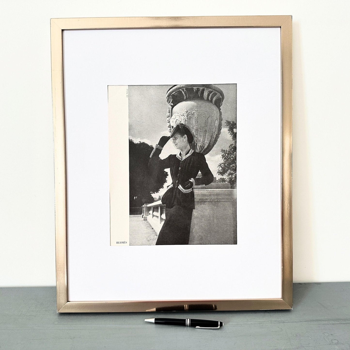 Authentic 1940s Vintage Hermes Fashion Advertisement Print from Original French Magazine