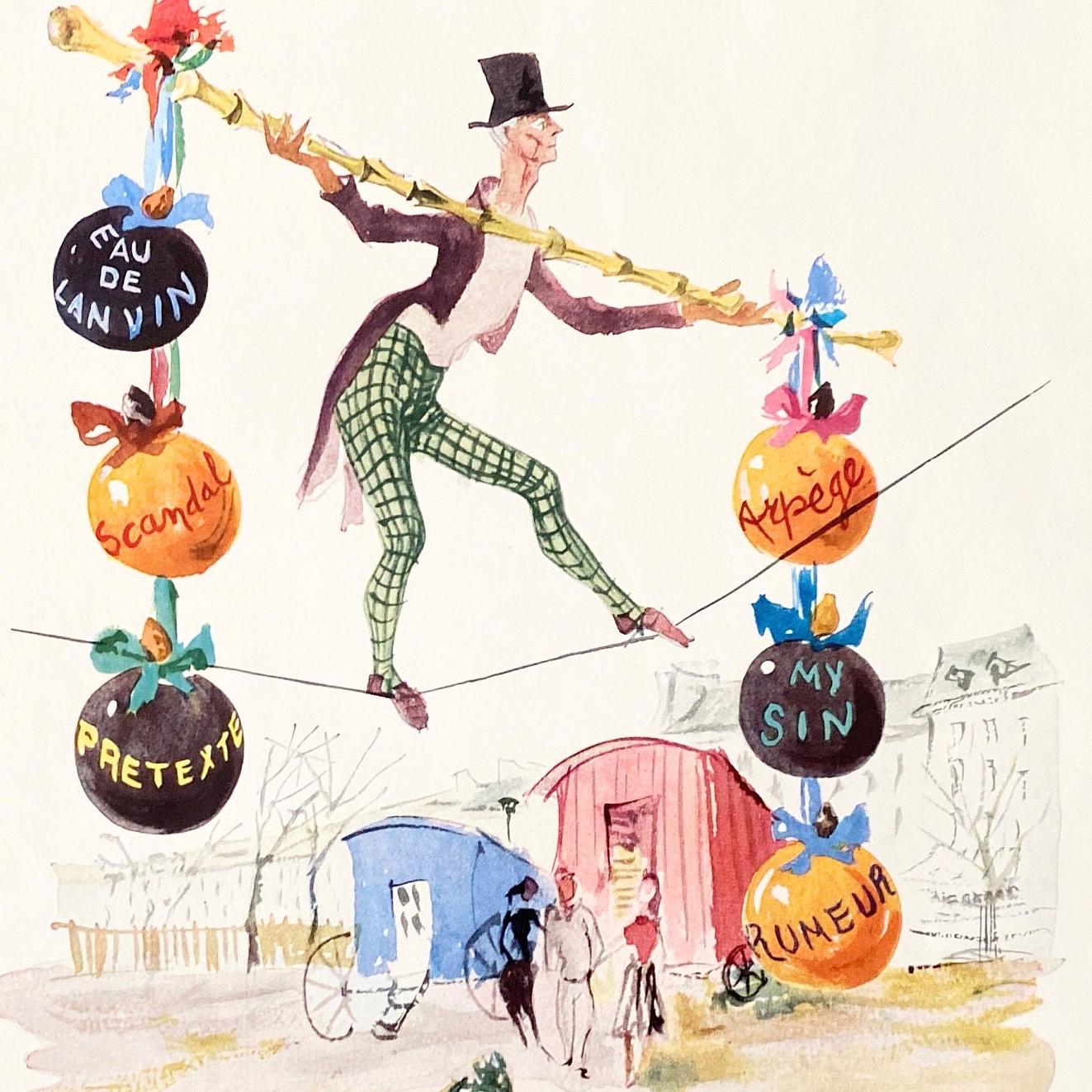 Authentic 1950s Vintage Lanvin Perfume Advertisement Print: Original Page from French Magazine