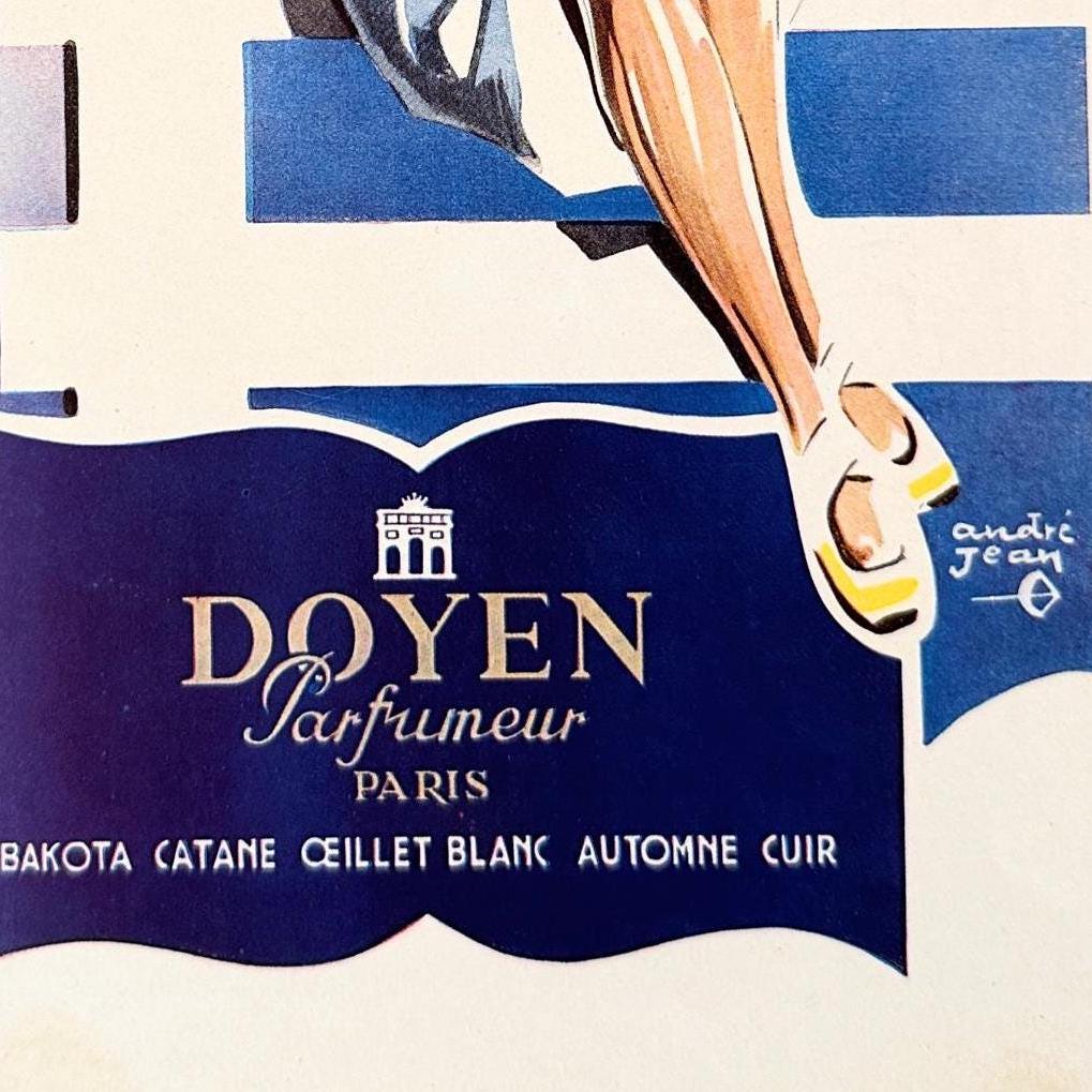 Authentic 1940s French Perfume Advertisement Poster from Original Magazine