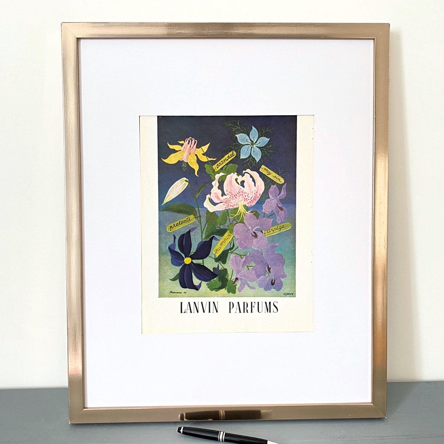 Authentic 1950s French Vintage Lanvin Perfume Advertisement Print