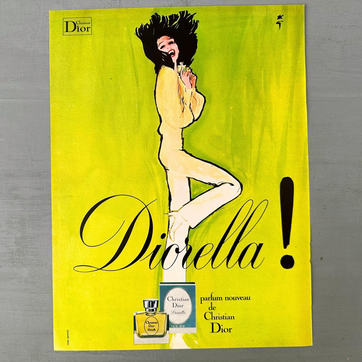 Authentic 1970s French Vintage Dior Perfume Advertisement Print by Rene Gruau