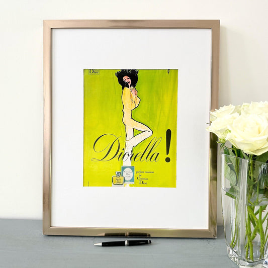 Authentic 1970s French Vintage Dior Perfume Advertisement Print by Rene Gruau