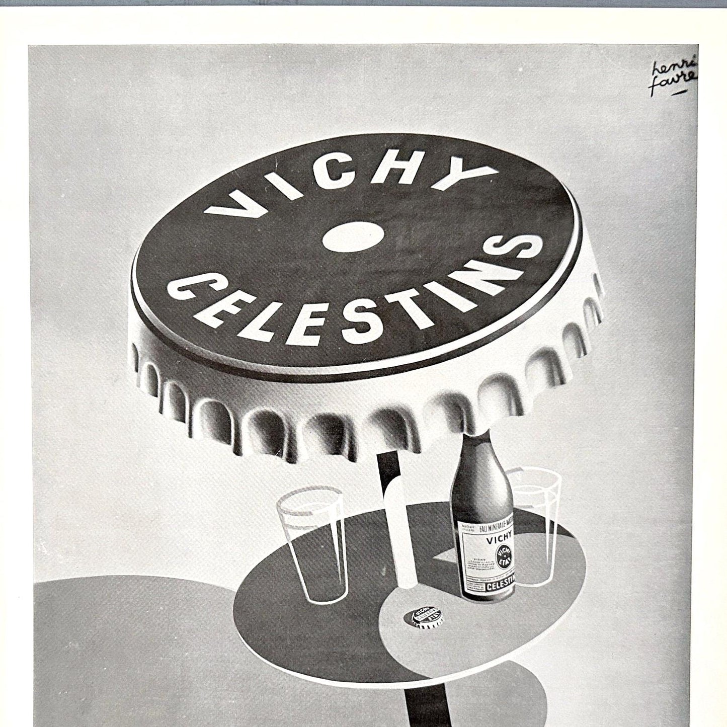 Authentic 1950s Vintage Vichy Mineral Water Advertisement Poster from Original French Magazine