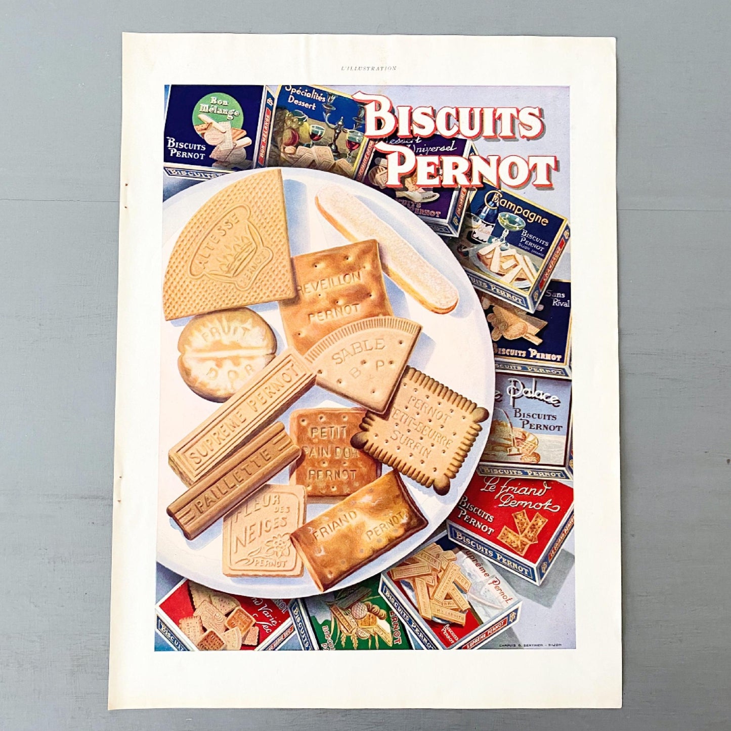 Authentic 1930s French Vintage Food Cookies Advertisement Poster