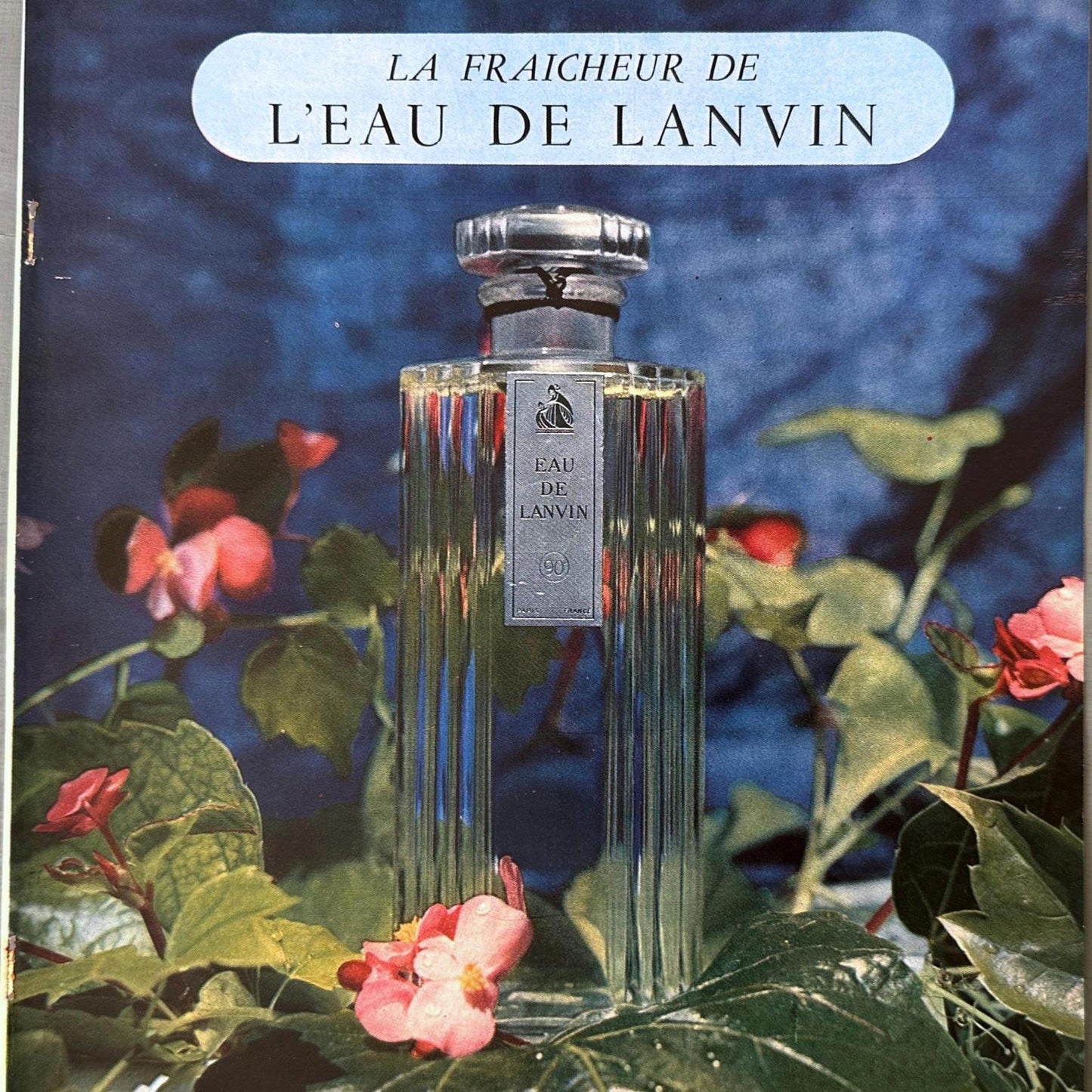 Authentic 1950s French Vintage Lanvin Perfume Bottle Advertisement Print