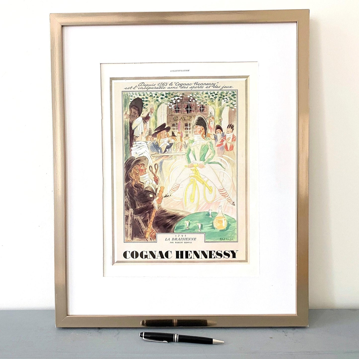 Vintage 1930s Hennessy Cognac Advertisement: Rare French Alcohol Wall Art