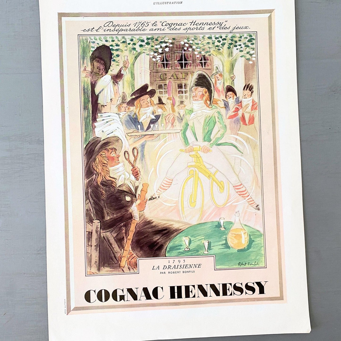 Vintage 1930s Hennessy Cognac Advertisement: Rare French Alcohol Wall Art