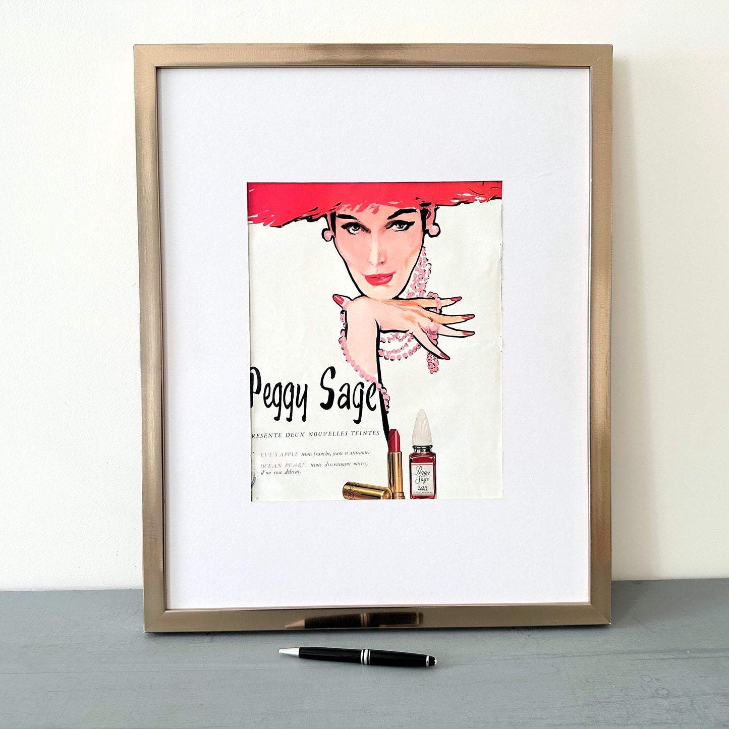 Vintage Peggy Sage Lipstick Ad - 1950s French Fashion Print by Rene Gruau