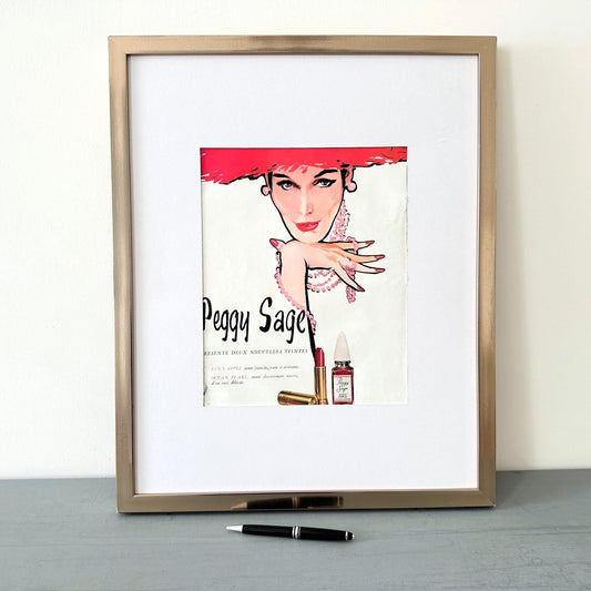 Vintage Peggy Sage Lipstick Ad - 1950s French Fashion Print by Rene Gruau