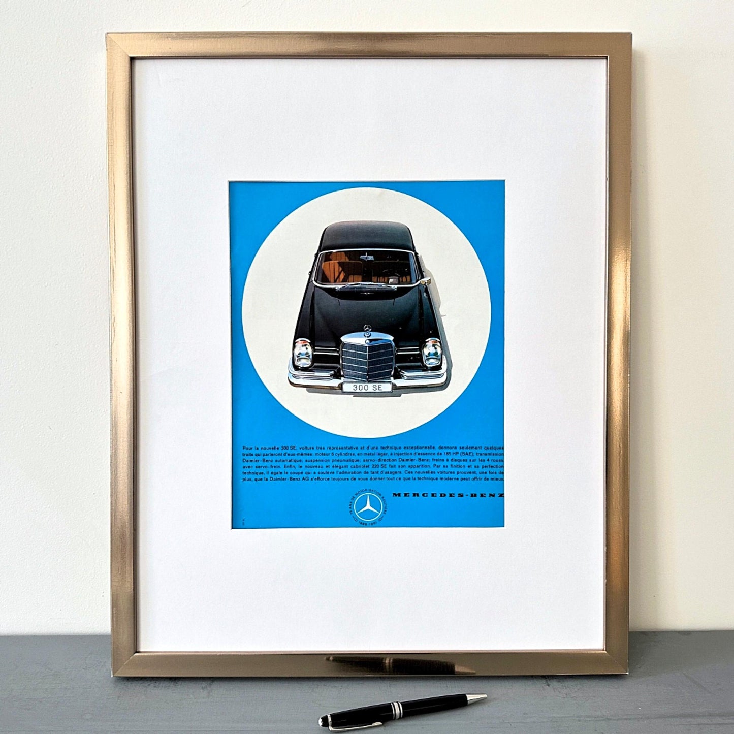 1950s Mercedes Benz 300 SE Ad: Authentic French Magazine Automobile Art