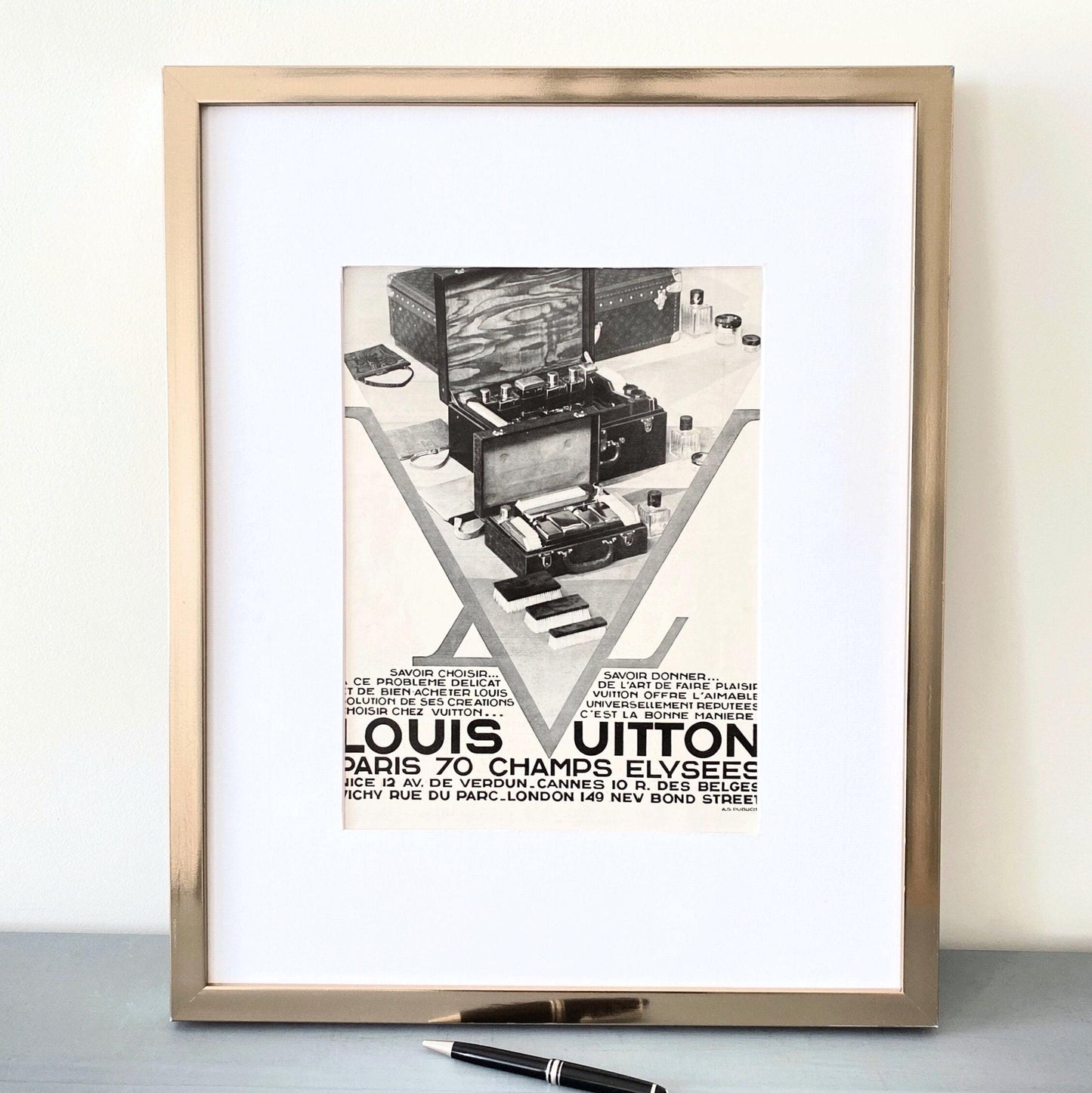 Authentic Vintage Louis Vuitton Luggage Ad Poster: 1930s French Fashion Print