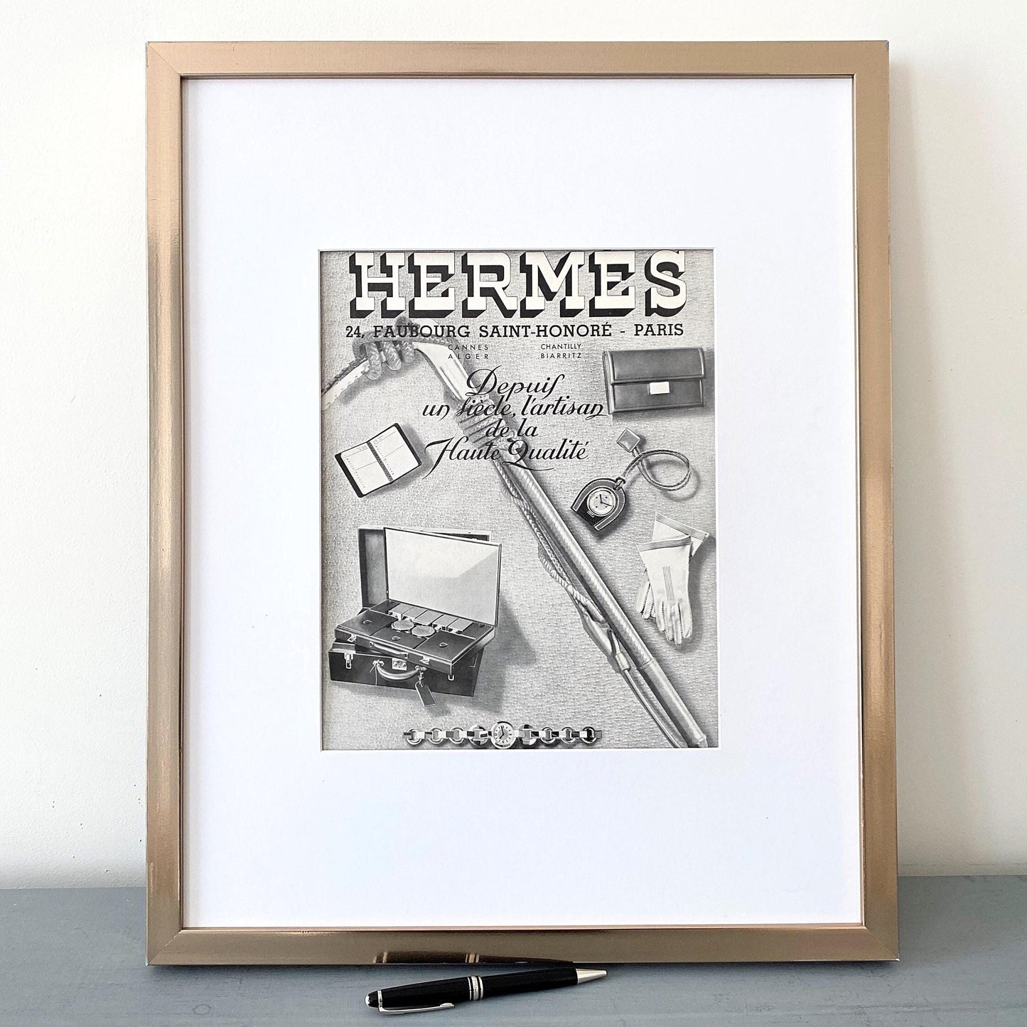 Original 1930s Vintage Hermes Bag Ad Wall Art Print: Authentic French Fashion Poster