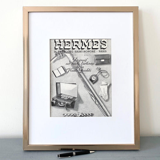 Original 1930s Vintage Hermes Bag Ad Wall Art Print: Authentic French Fashion Poster