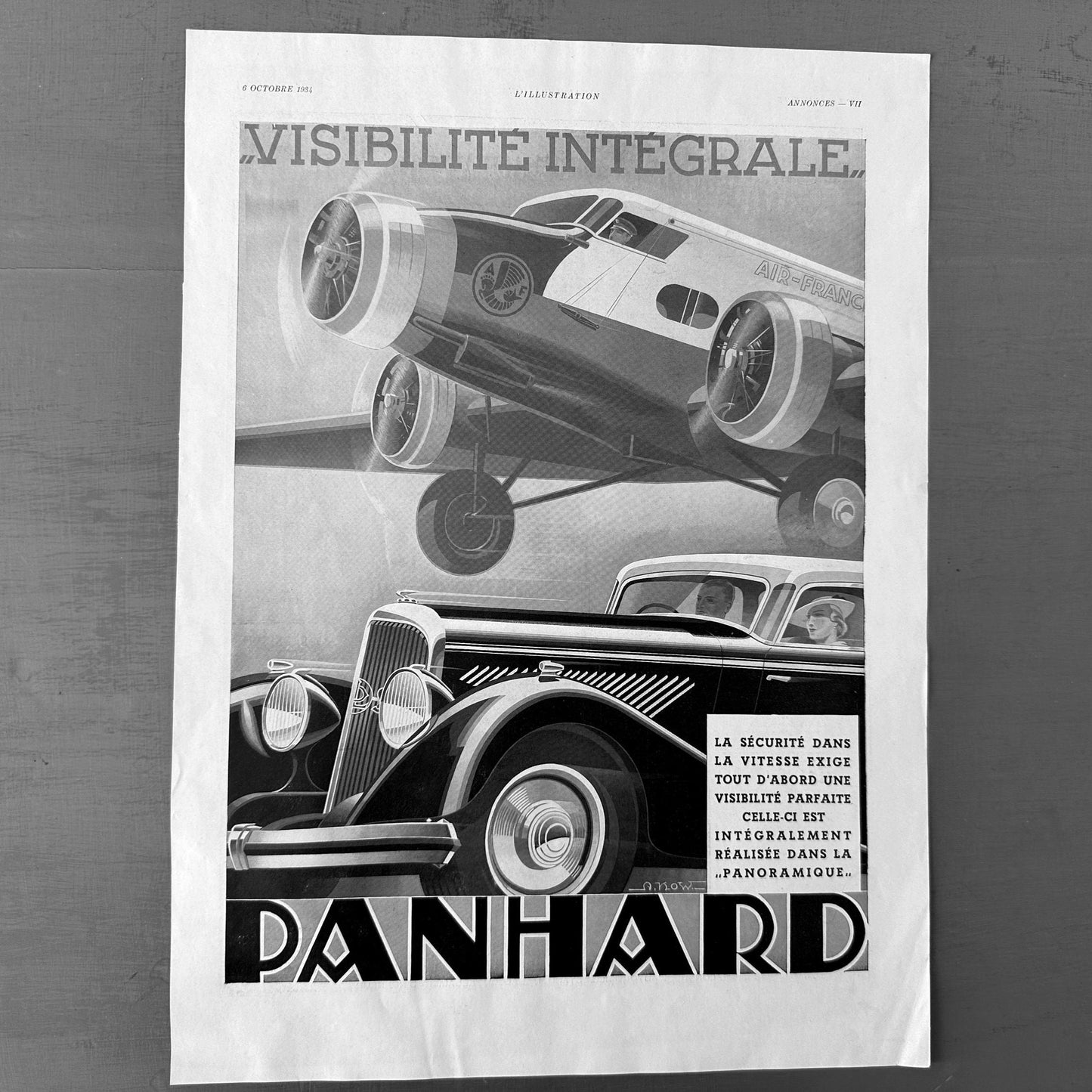 French Vintage Car Drawing Ad Poster: Minimalist Garage Art Print by Alexis Kow