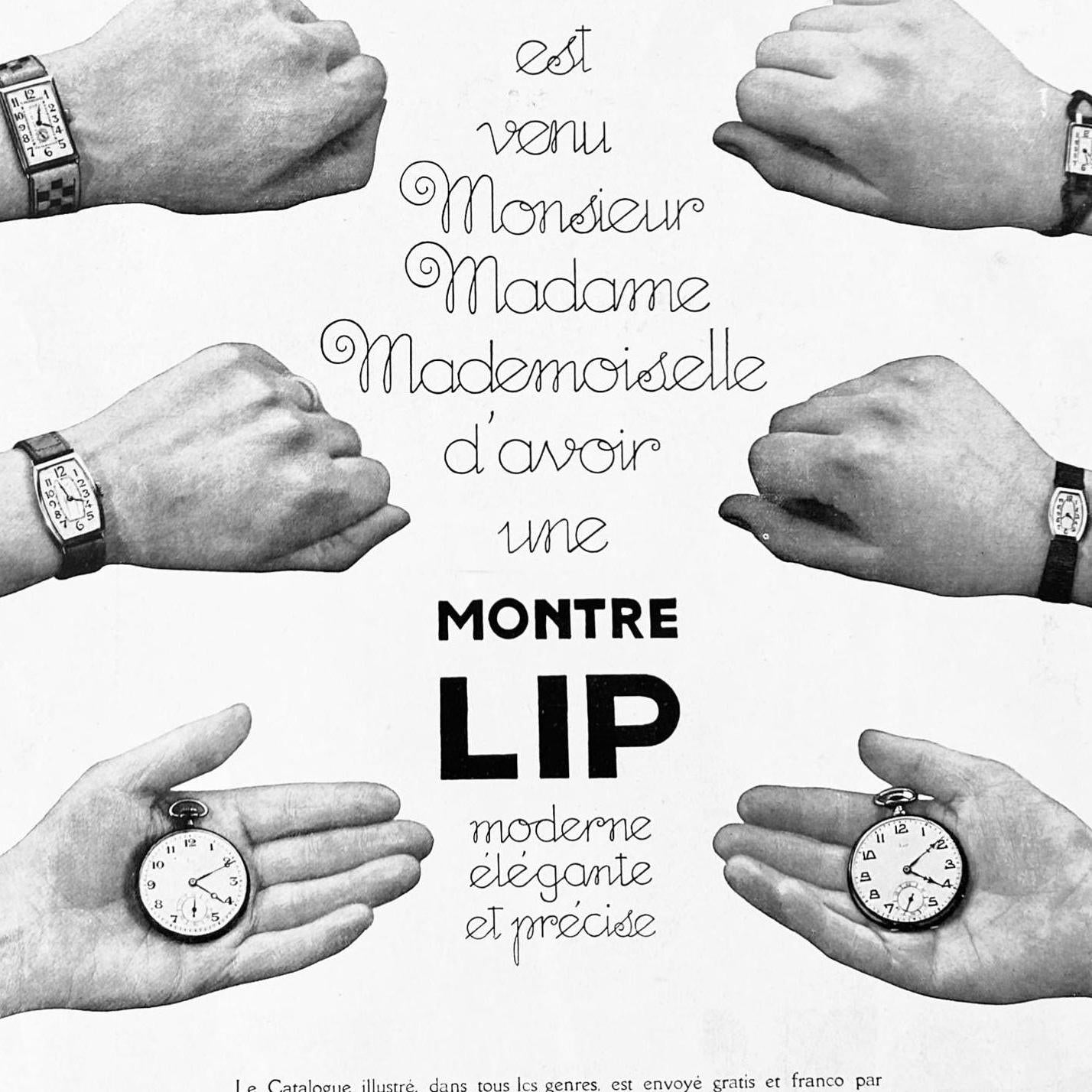 Authentic 1930s Vintage French Watch LIP Advertisement Print from Original Magazine
