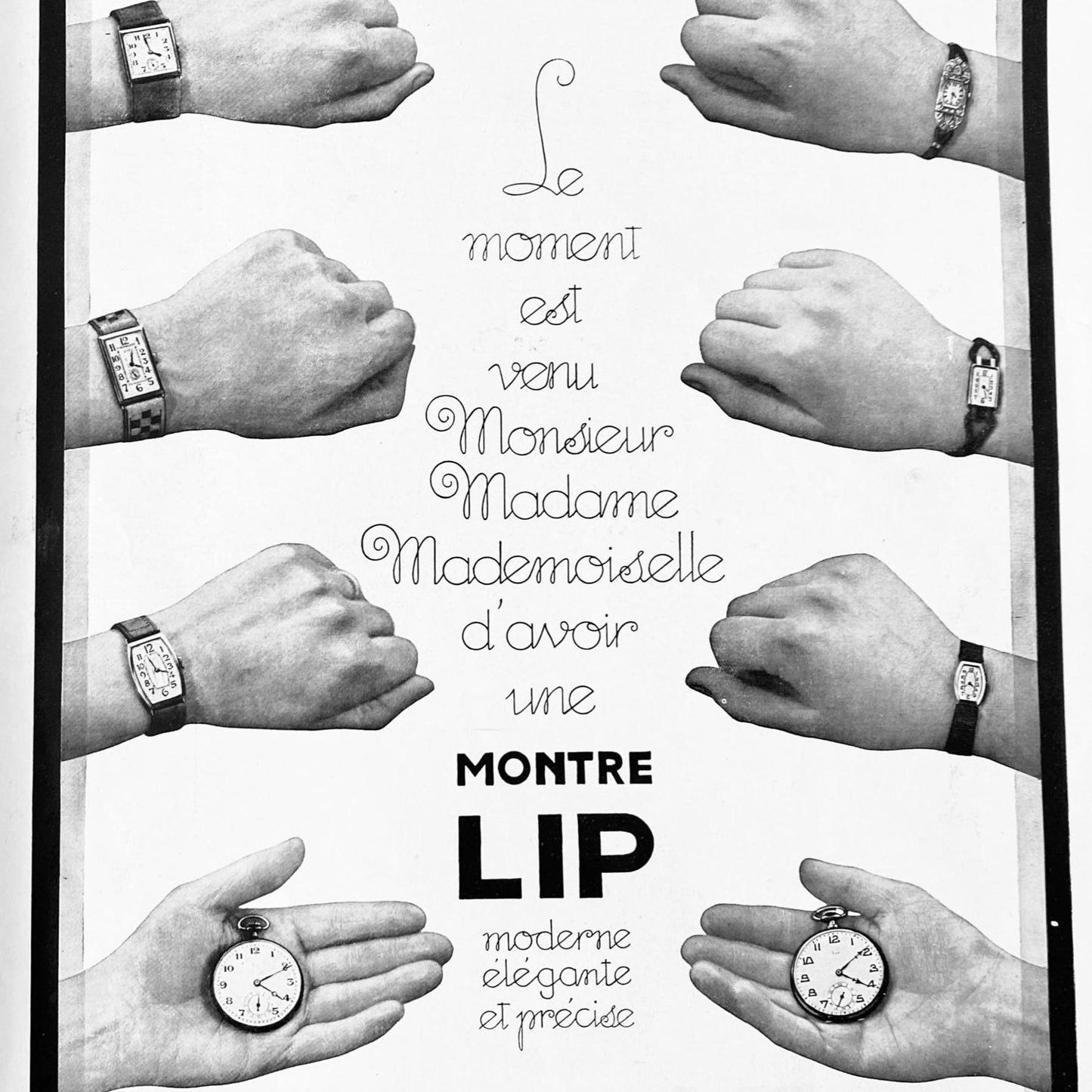 Authentic 1930s Vintage French Watch LIP Advertisement Print from Original Magazine