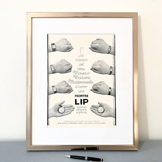 Authentic 1930s Vintage French Watch LIP Advertisement Print from Original Magazine