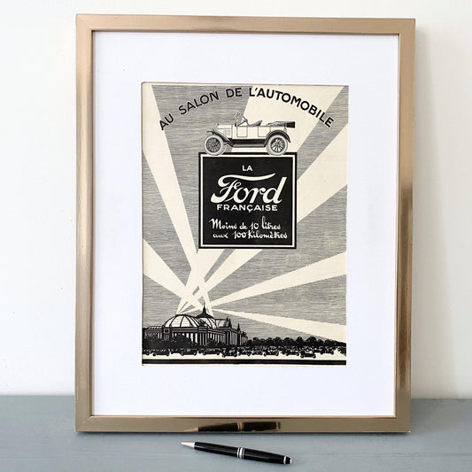 Authentic 1920s Vintage Ford Car Advertisement Print: Original Art Deco Paris Poster