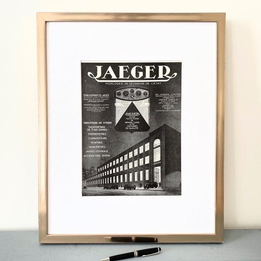 Authentic 1930s Vintage Jaeger Swiss Watch Advertisement Poster
