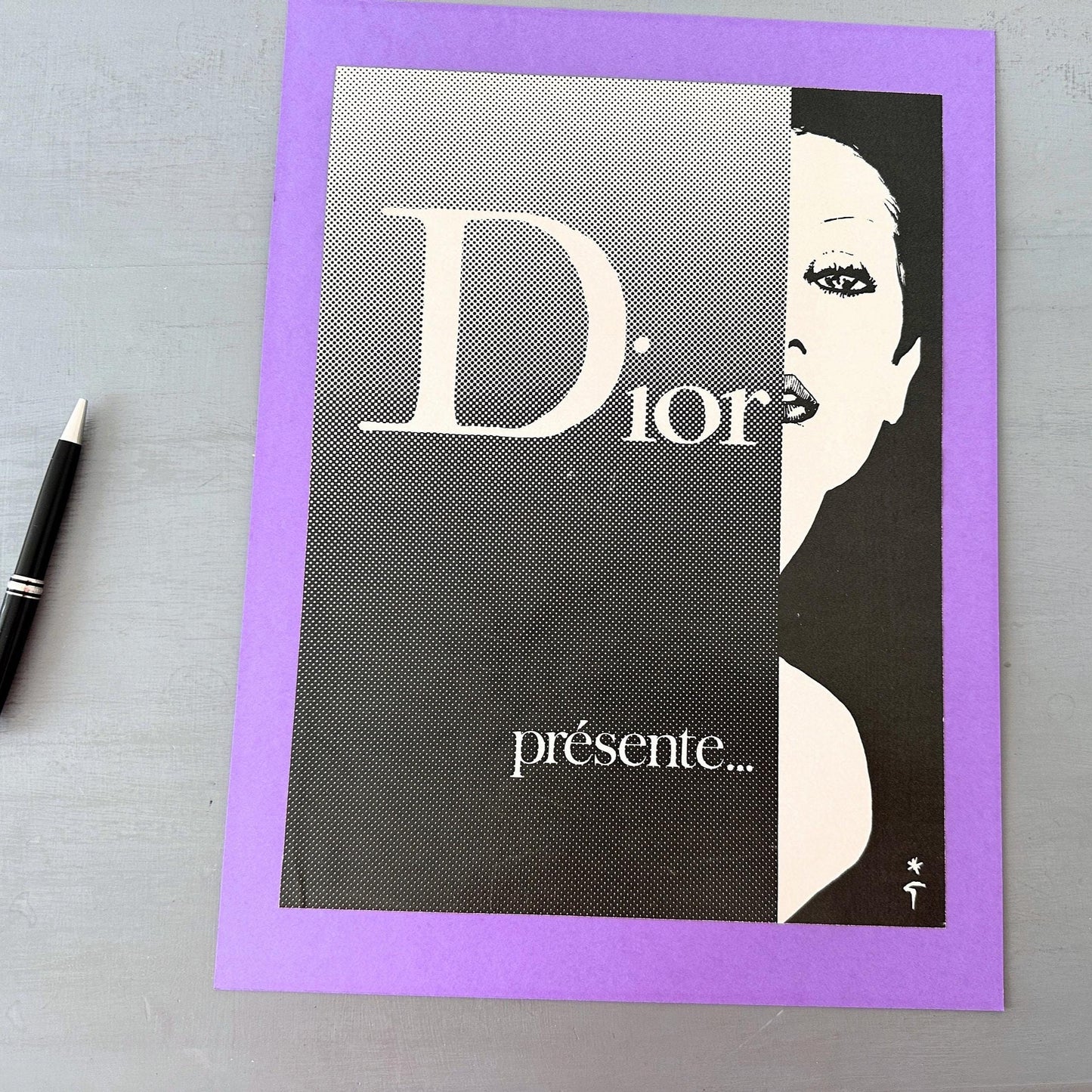 Authentic 1970s Vintage Dior Ad Print by Rene Gruau - Page of French Haute Couture Magazine