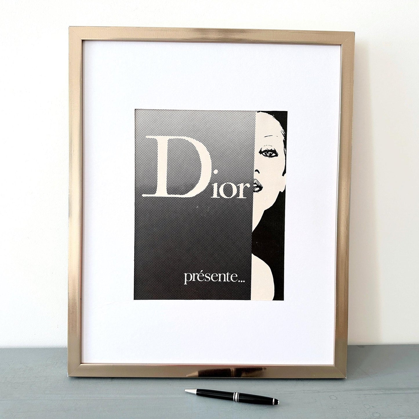 Authentic 1970s Vintage Dior Ad Print by Rene Gruau - Page of French Haute Couture Magazine