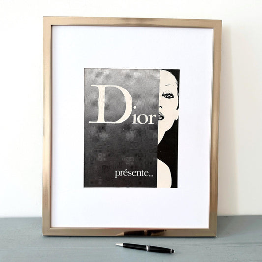 Authentic 1970s Vintage Dior Ad Print by Rene Gruau - Page of French Haute Couture Magazine