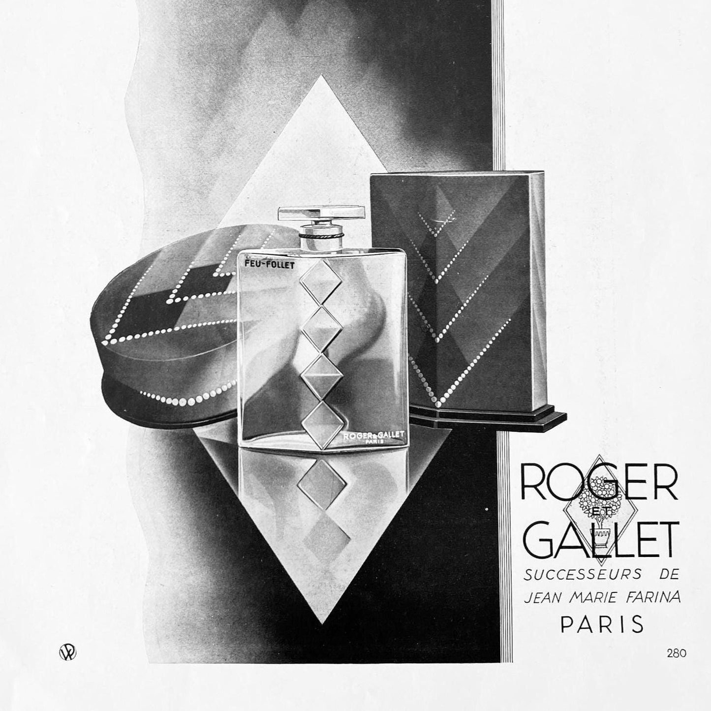 Authentic 1930s French Vintage Roger Gallet Perfume Advertisement Poster