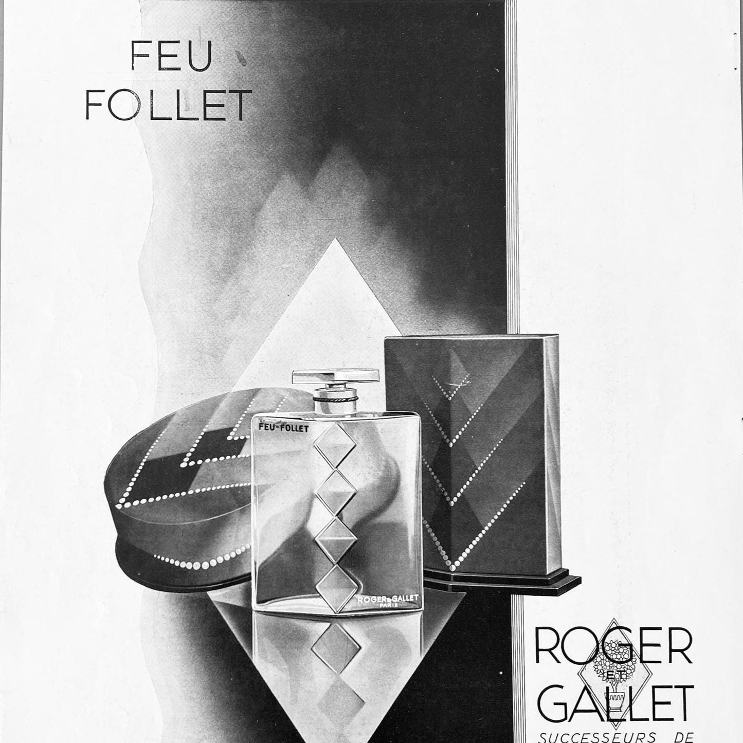 Authentic 1930s French Vintage Roger Gallet Perfume Advertisement Poster