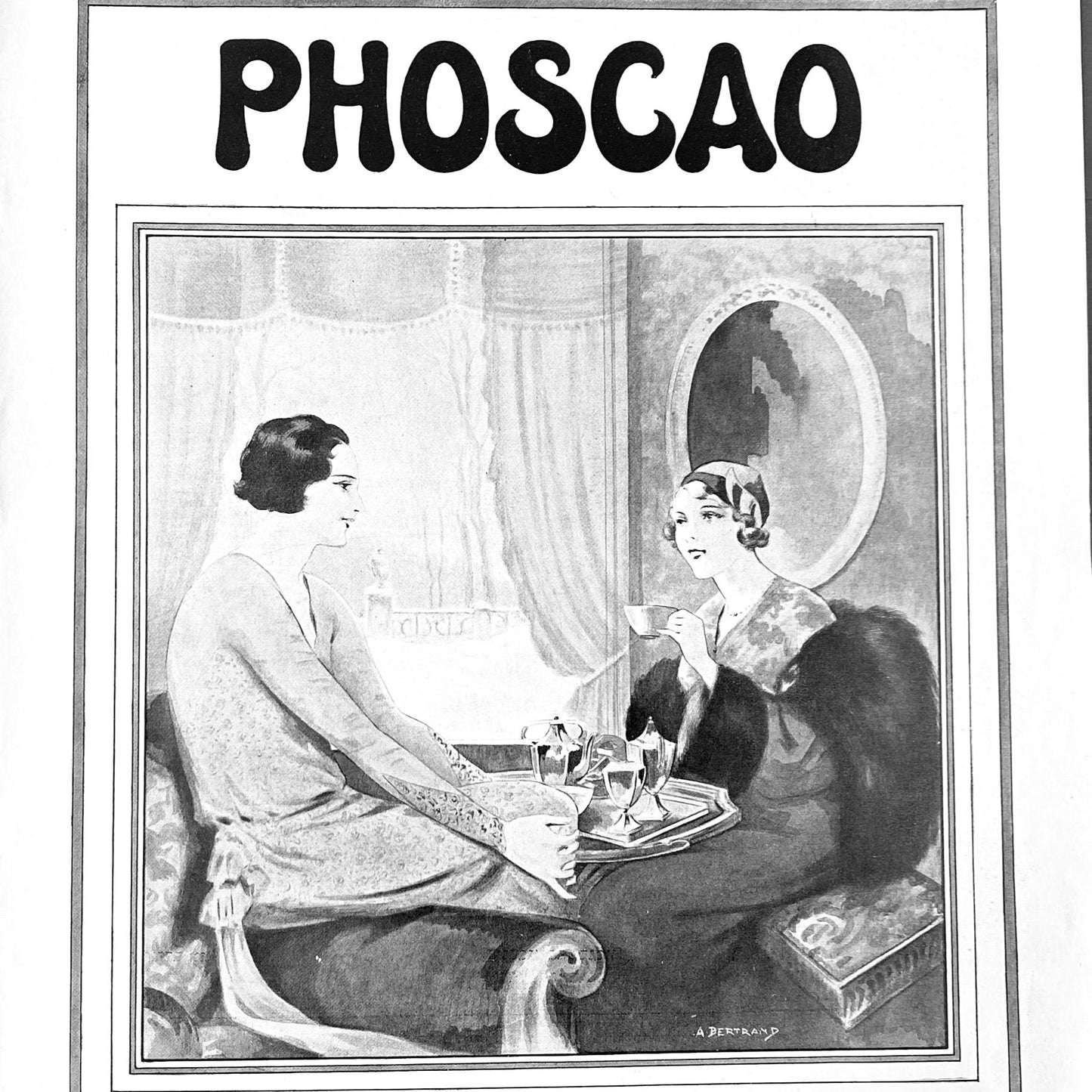 Original French 1930s Vintage Food Phoscao Advertisement Wall Poster