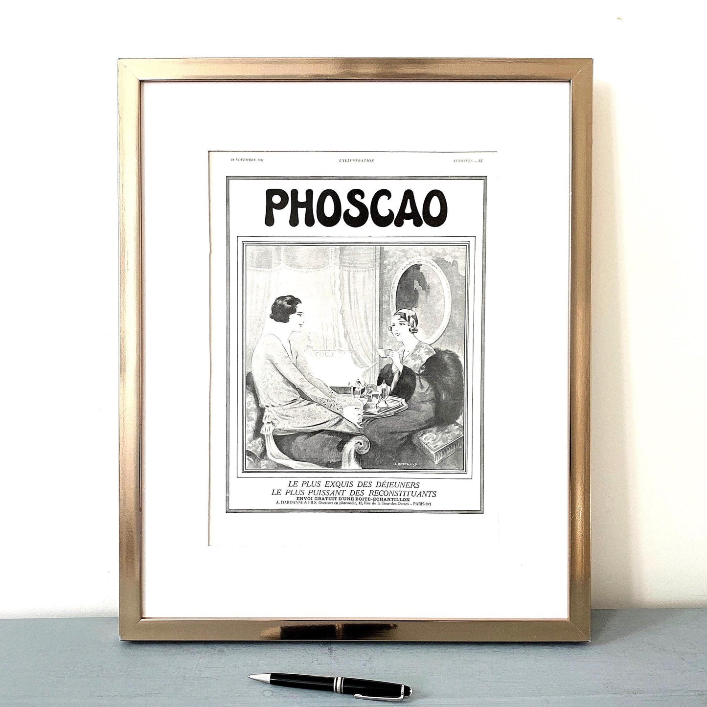 Original French 1930s Vintage Food Phoscao Advertisement Wall Poster
