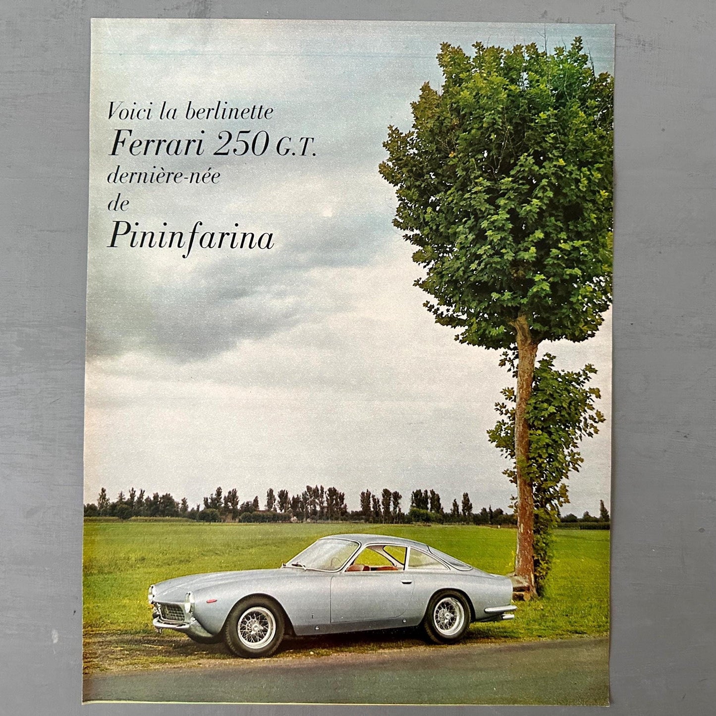 Vintage 1960s Ferrari 250 Pininfarina Ad Poster: Mid-Century Garage Wall Art