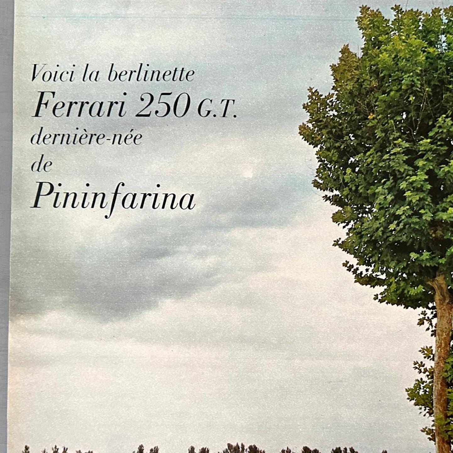 Vintage 1960s Ferrari 250 Pininfarina Ad Poster: Mid-Century Garage Wall Art