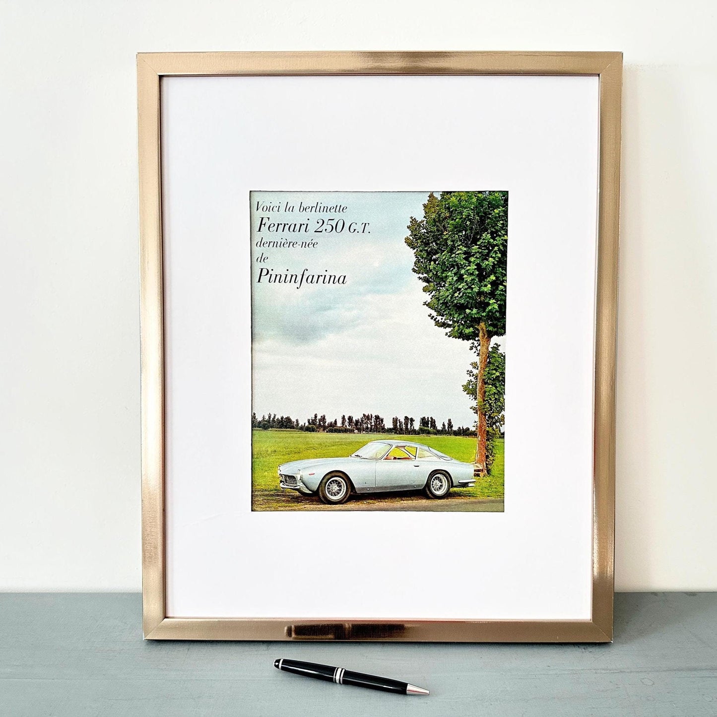 Vintage 1960s Ferrari 250 Pininfarina Ad Poster: Mid-Century Garage Wall Art