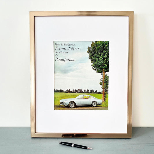 Vintage 1960s Ferrari 250 Pininfarina Ad Poster: Mid-Century Garage Wall Art