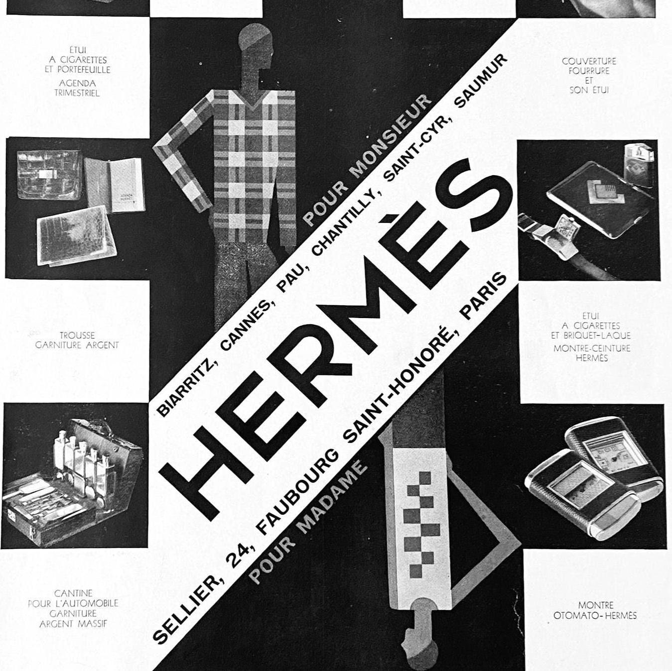 Rare Authentic 1930s Vintage Hermes Advertisement Print from Original French Magazine