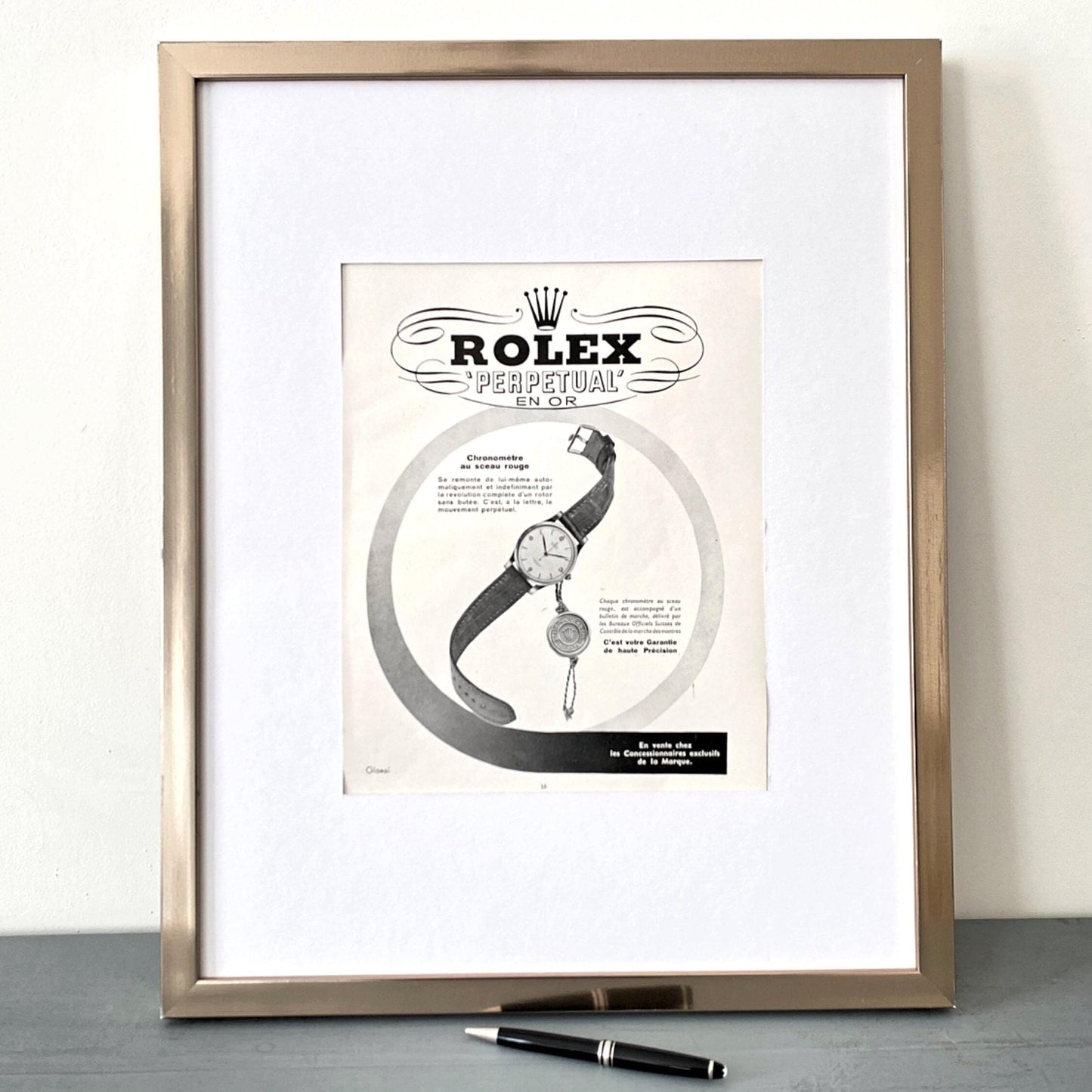 Rare Authentic 1950s vintage Rolex Perpetual Watch Advertisement Print
