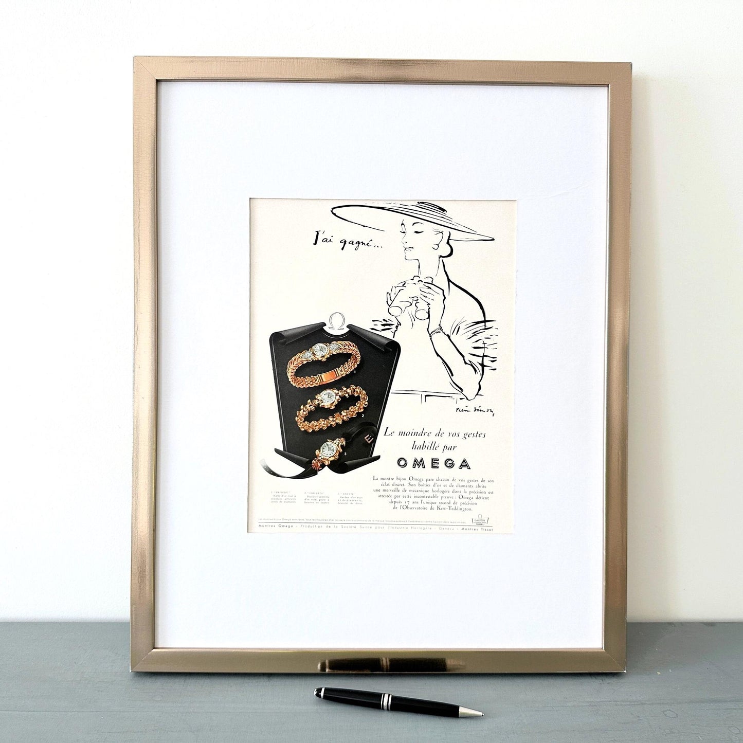 Rare Authentic 1950s Vintage Swiss Watch Omega Advertising Print