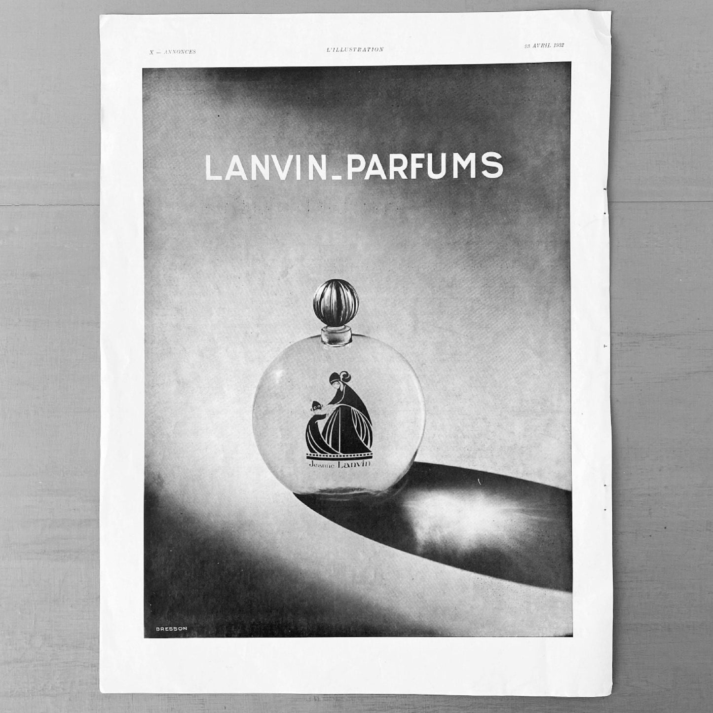 Authentic 1930s French Vintage Lanvin Perfume Bottle Advertisement Wall Art Print